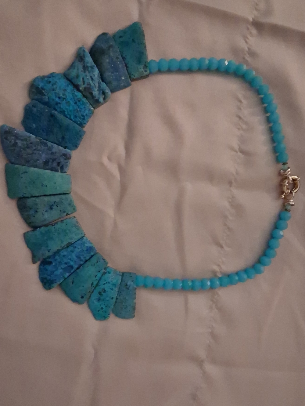 Handcrafted Turquoise Blue Stone Beaded Necklace for Women
